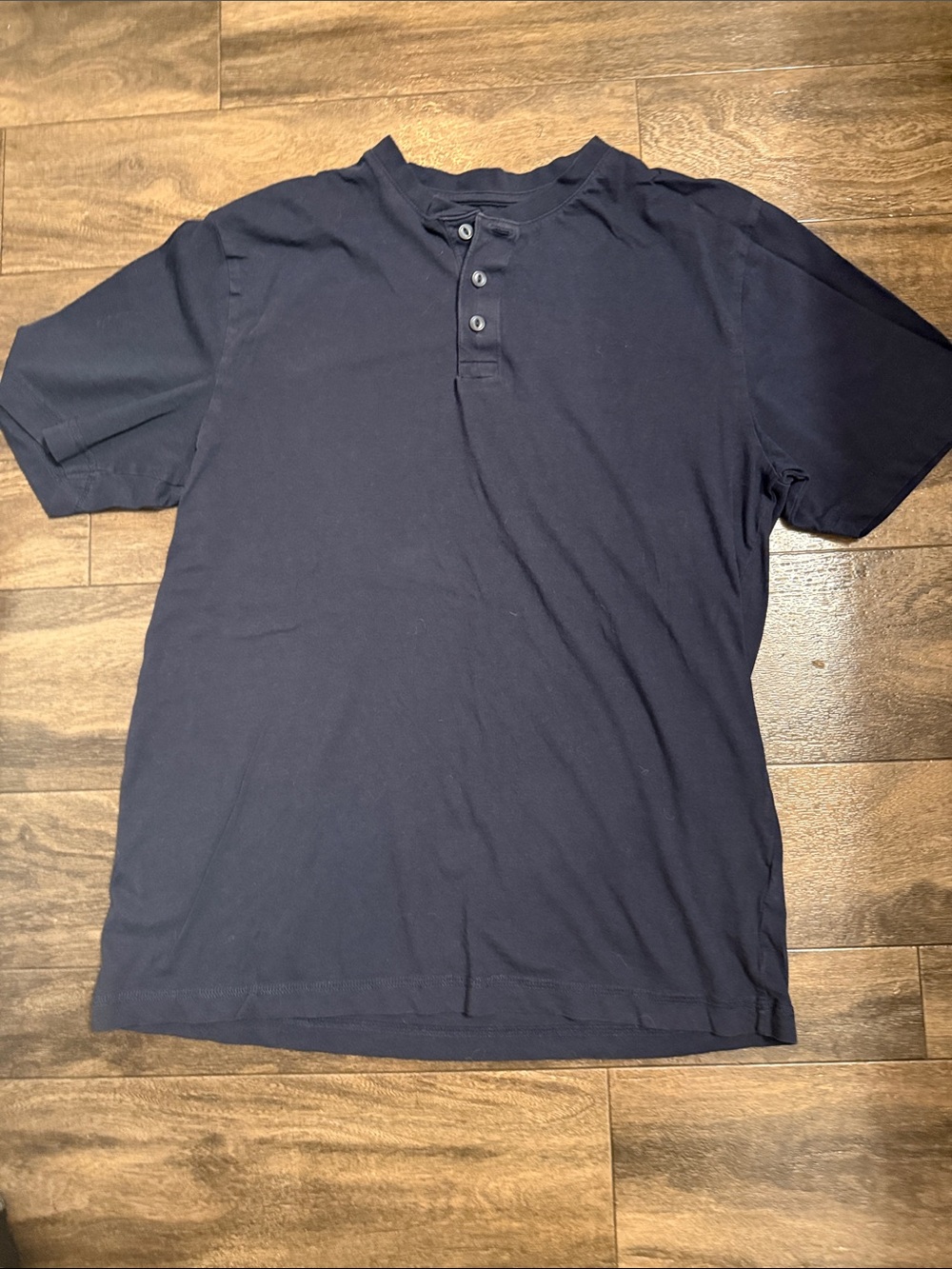 Basic Editions Men's Dark Blue Henley Polo